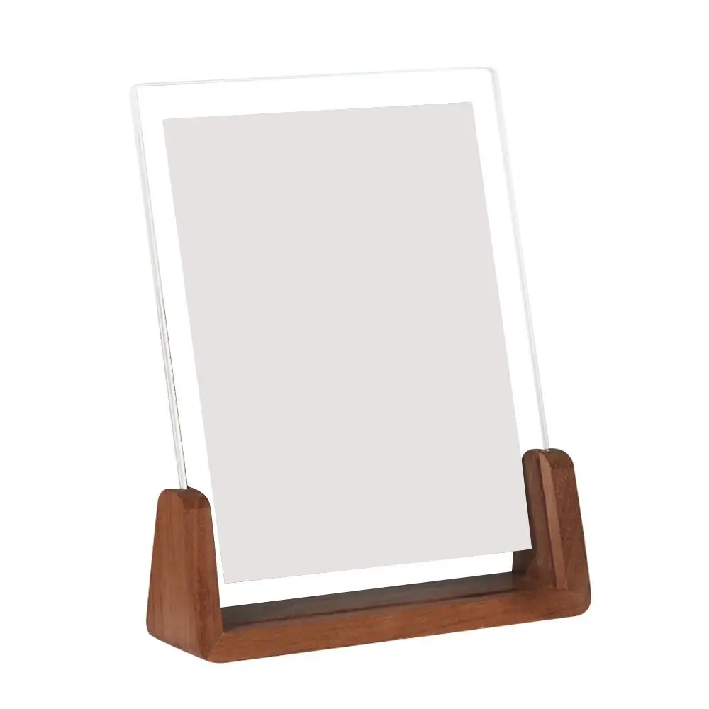 Office Decor Acrylic Photo Frame U Shape Transparent Wood Pictures Frame Creative Walnut/Beech Photo Holder
