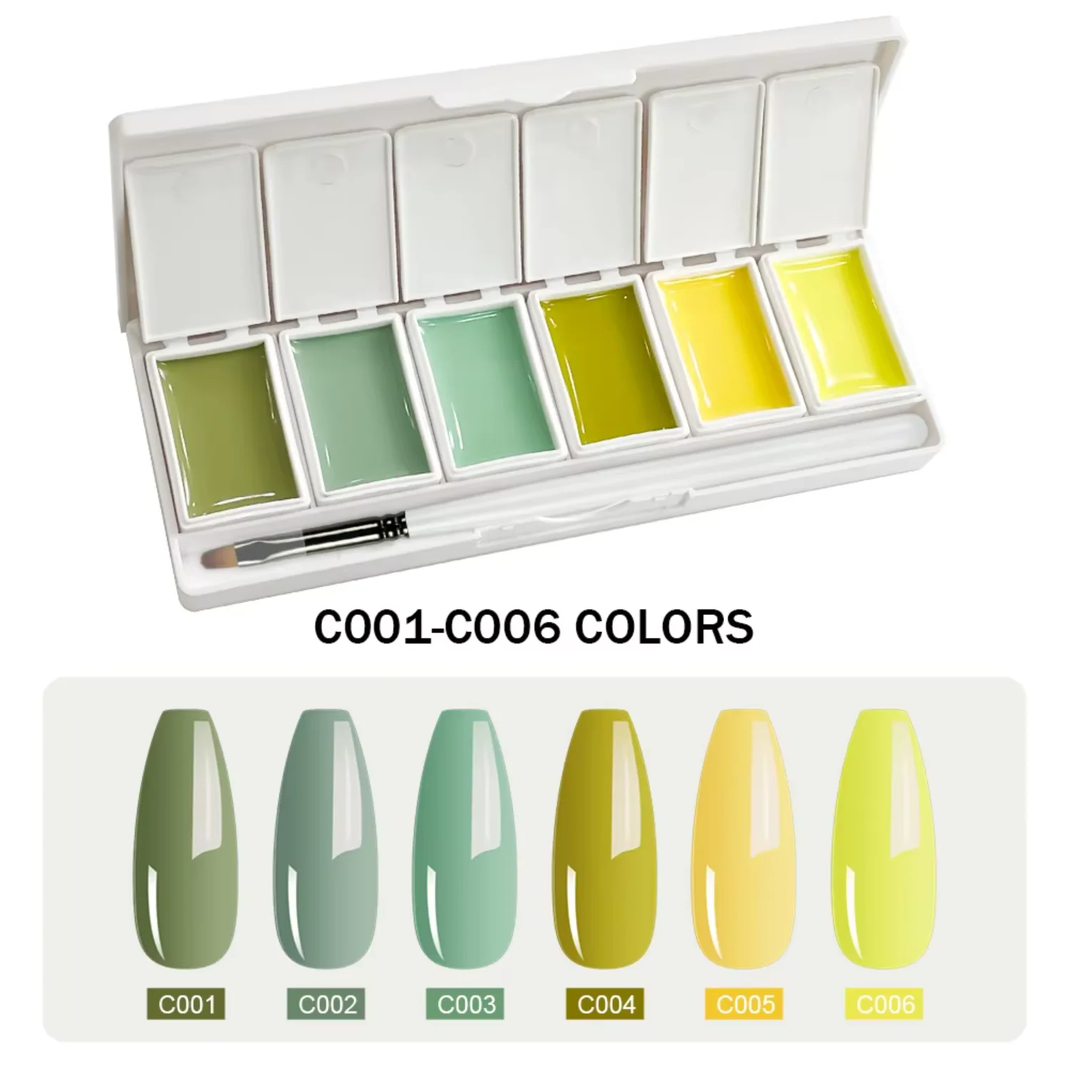 6-kleuren Solid Gel Nagellak Palette UV LED Losweken UV Solid Cream Gel Nagellak