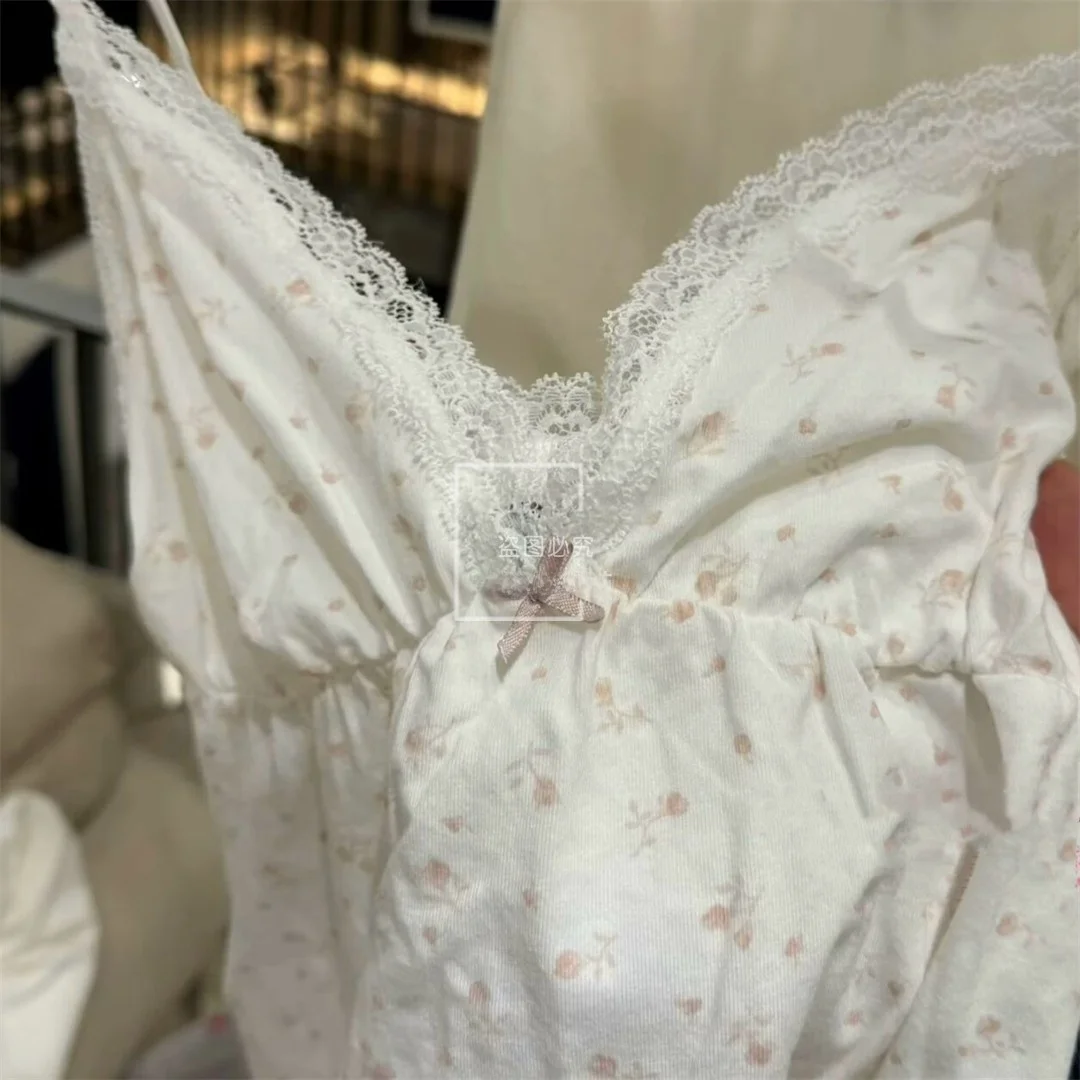 BM American Sle Spicy Girl Floral Lace Trim Csole Vest Dames Slim Fit Inner Wear Basislaag ort Top