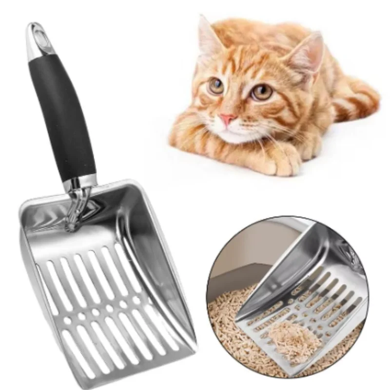 Pet Cleaning Tool Metal Aluminum Alloy Cat Litter Scoop Stainless Steel Durable Handle Pet Poop Shovel