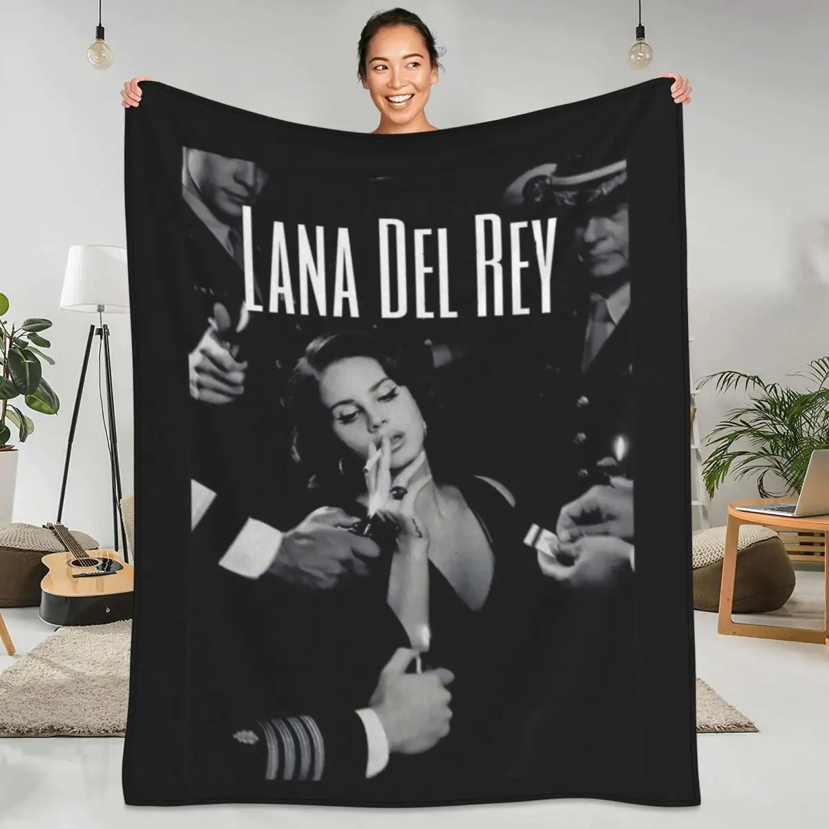 Lana Del Rey Flannel Blanket Smoke Cool Soft Durable Throw Blanket for Couch Chair Travel Office Funny Bedspread Sofa Bed Cover