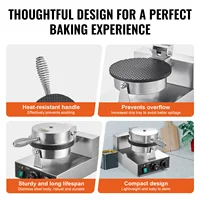SucceBuy Electric Ice Cream Cone Maker Commercial Non-Stick Stainless Steel Egg Roll Mold with Temperature and Time Control 5
