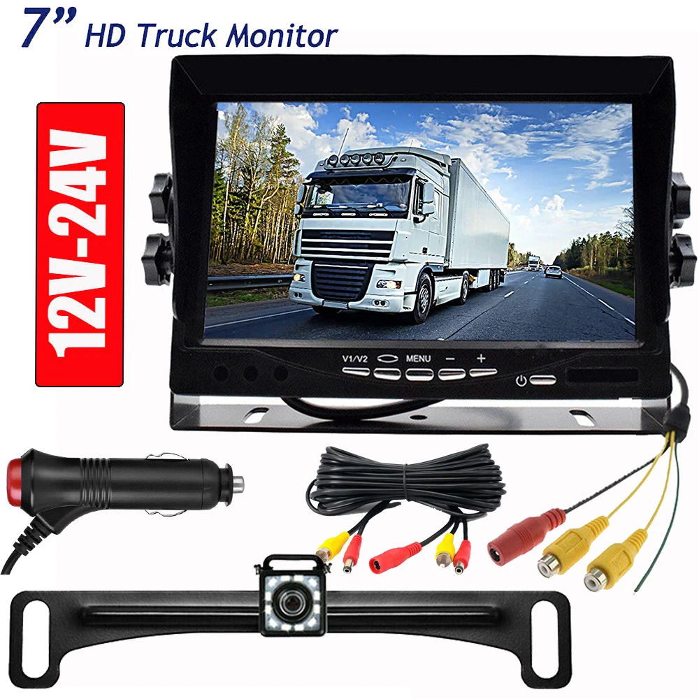 

7"Monitor +Wire Rear View Backup Camera Night Vision System For RV Truck Bus Parking Rearview Easy Installation Car Acesssories