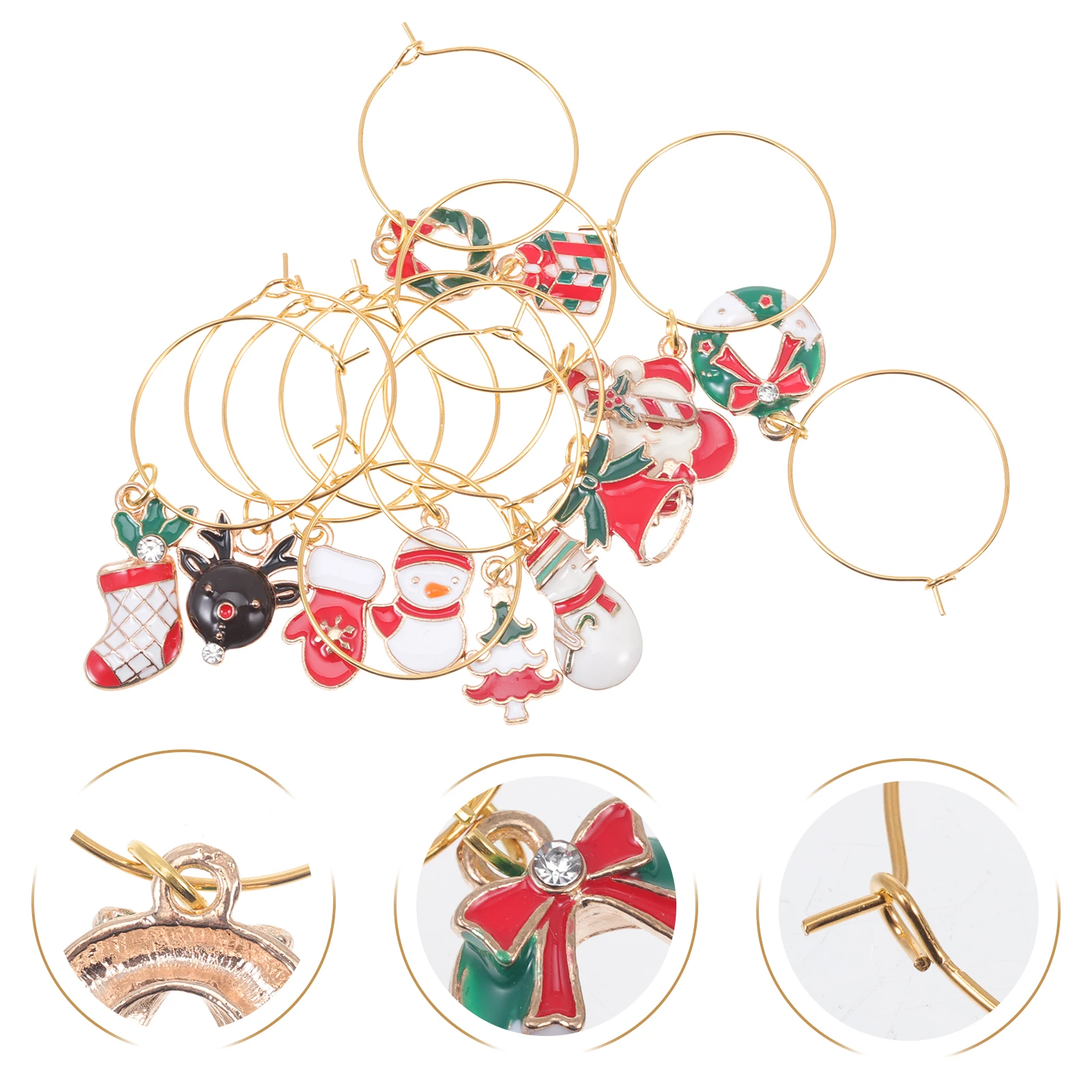 

12pcs Zinc-Alloy Cup Markers Reusable Drink Glass Identifiers Holiday Pattern Party Ktv Wine Charms Cocktail Events