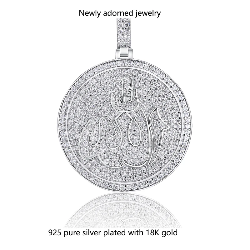

Cross-border S925 silver moissanite European-American style hip-hop pendant without chain, high-end tennis chain large pendant