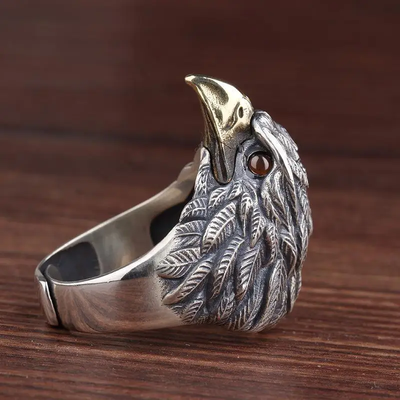BFCLUB Silver Color Ring For Women Jewelry Eagle Finger Open Vintage Handmade Ring Allergy For Party Birthday Gift