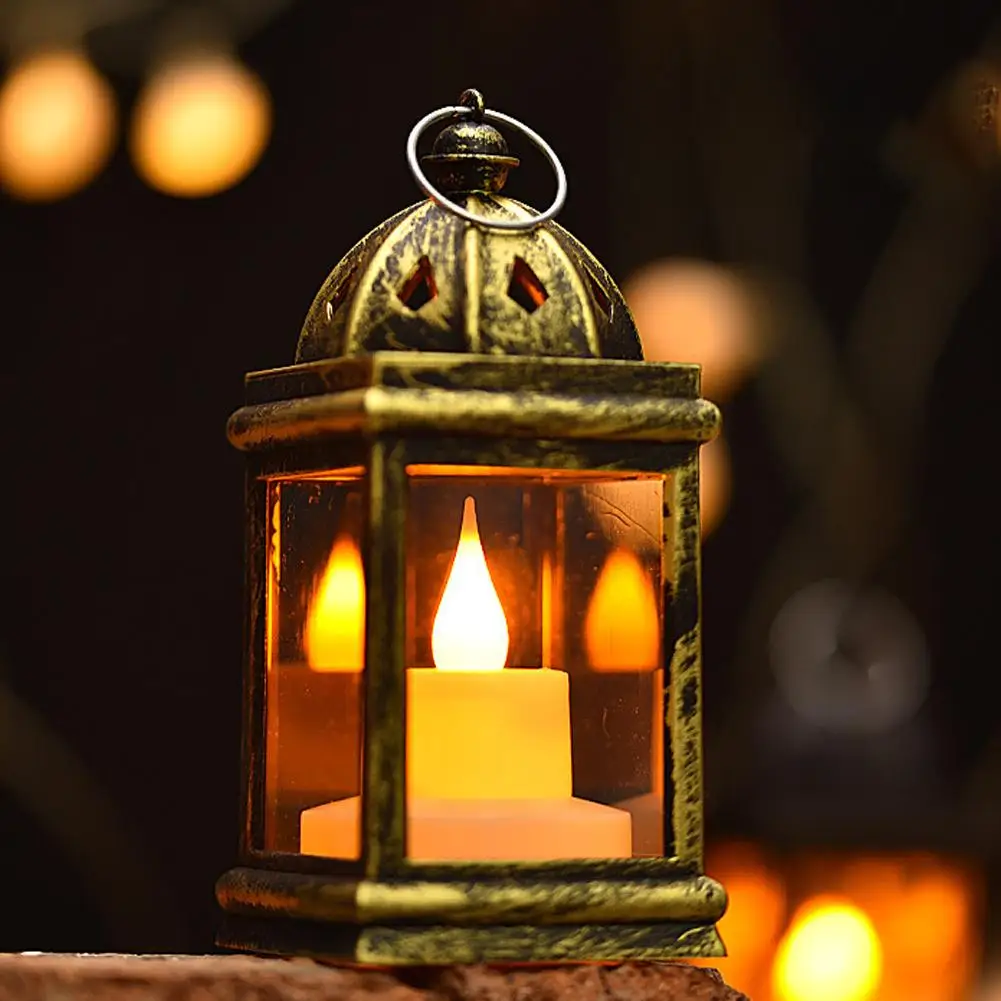 Xmas LED Lights Retro Glowing Lantern With Handle Simulation Cande Light Tabletop Atmosphere Lights Christmas Decoration 2025