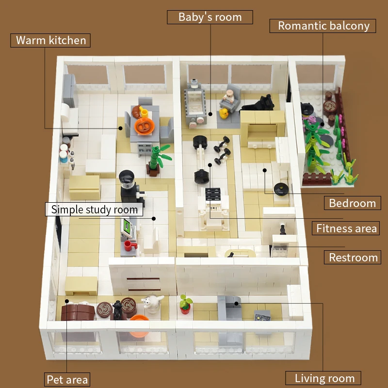 MOC منزل ألعاب مكعبات البناء مجموعات أثاث صغير كتل اللعب لتقوم بها بنفسك الطوب لعب للأطفال هدايا عيد ميلاد ديكور المنزل #2