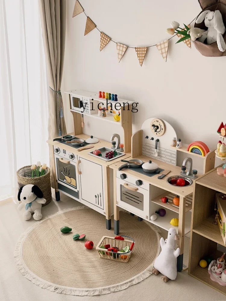 XL Kinder große Küche Spielzeug Kochen und Kochen Simulation Küchenutensilien Anzug Holz Mädchen Junge