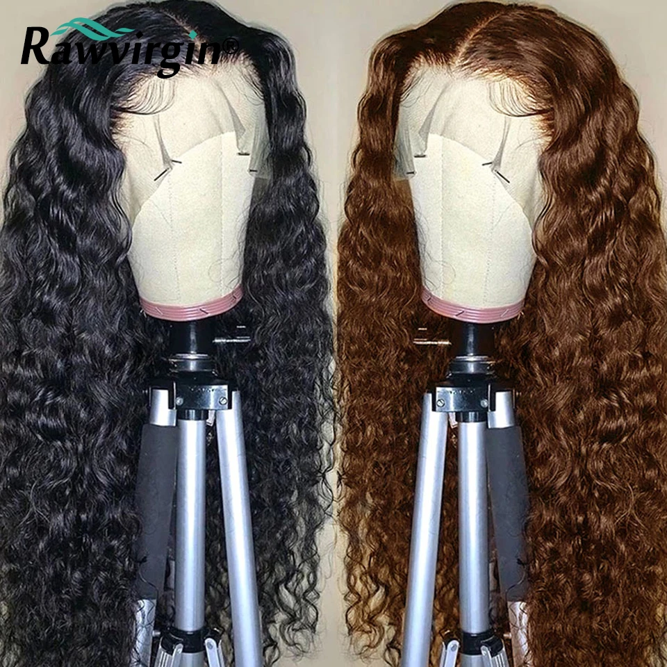 Chocolate Brown Colored 13X6 Lace Front Human Hair Wigs For Women Curly HD Transparent Lace Frontal Wig Brazilian Virgin Hair