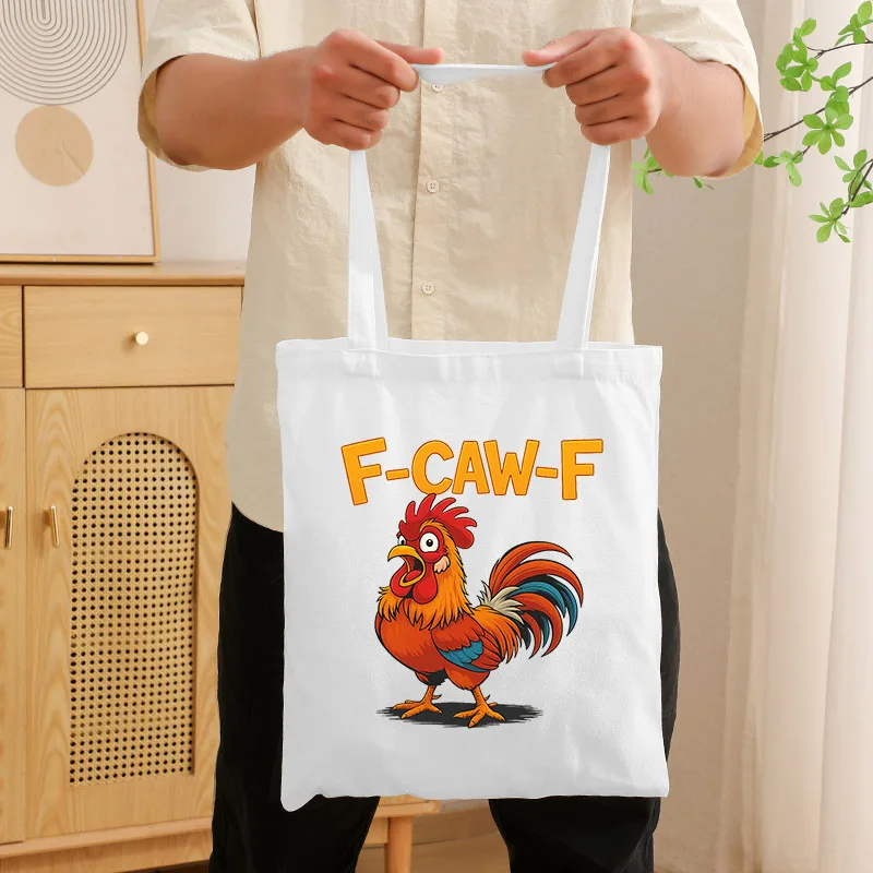 

F-CAW-F Холщовая большая сумка с курицей Harajuku, женская и мужская сумка для покупок большой вместимости, F-CAW-F, сумка на плечо с курицей, новинка 2023 г.