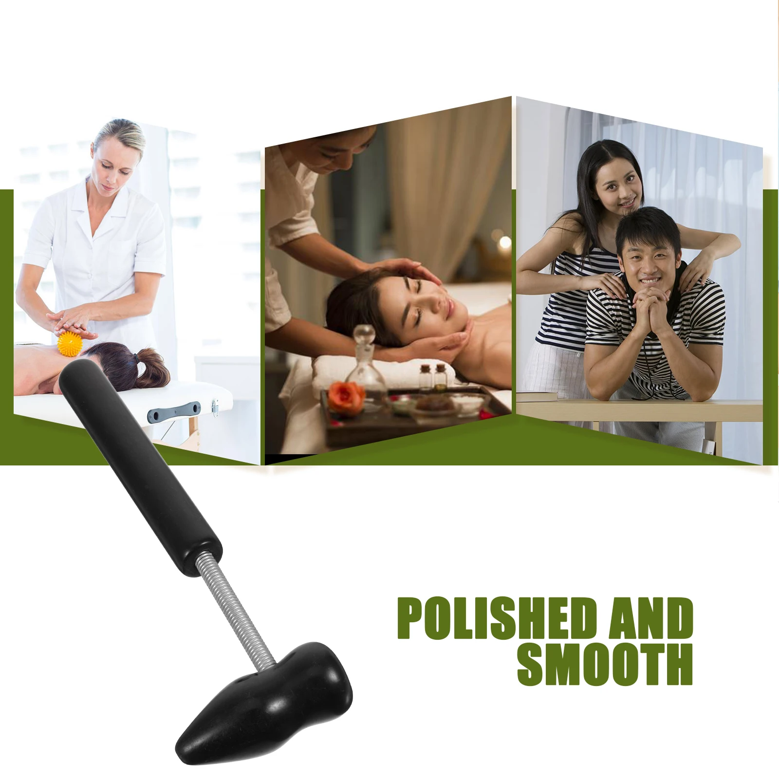 

Black Massage Hammer for Shoulders Neck Back Handheld Body Knocker Manual Massager Portable Self Care Tool Spring Design