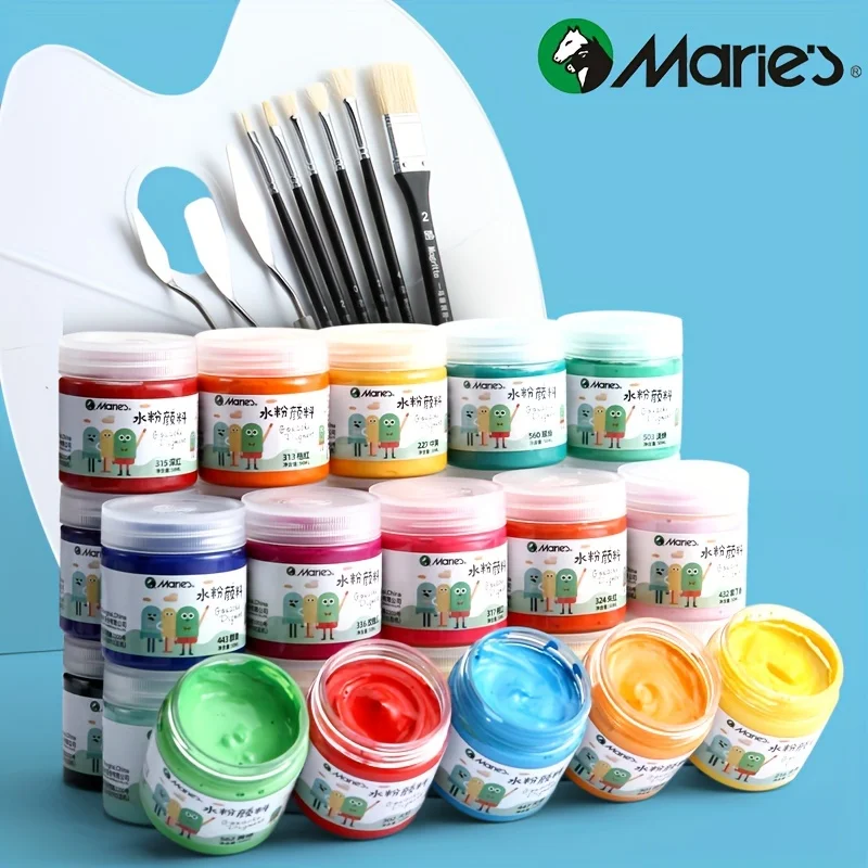 

Набор гуашевых красок Marie, 24 цвета, 50 мл/1,69 унций, отличное покрытие, богатые цвета для холста, украшение для взрослых, студентов