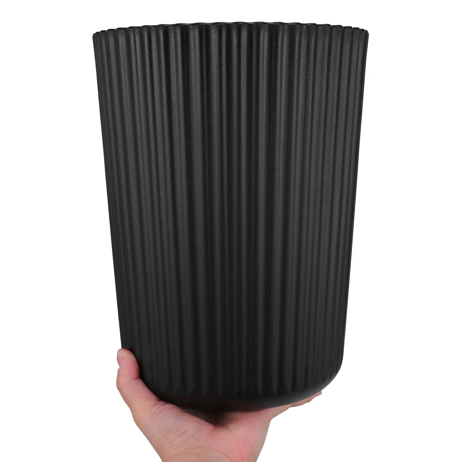 Small Plastic Round Trash Can Black Lidless Lightweight Waste Basket for Kitchen Bathroom Office Laundry Room Indoor Garbage