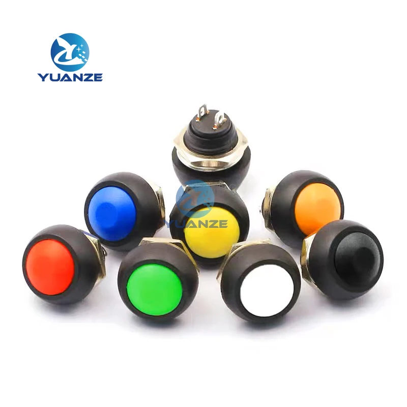 5pcs PBS 33B Mini Samll Plastic Push Button Round Head ON OFF Momentary Switch 2 Pin 12mm Waterproof Power Reset Non-locking