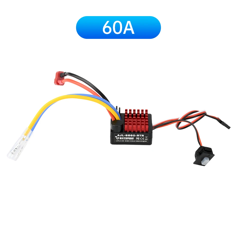 

Waterproof 60A ESC Brushed Electronic Speed Controller for 1/10 RC Car Rock Crawler Boat SCX10 TRX4 D90 MST CFX EX86100