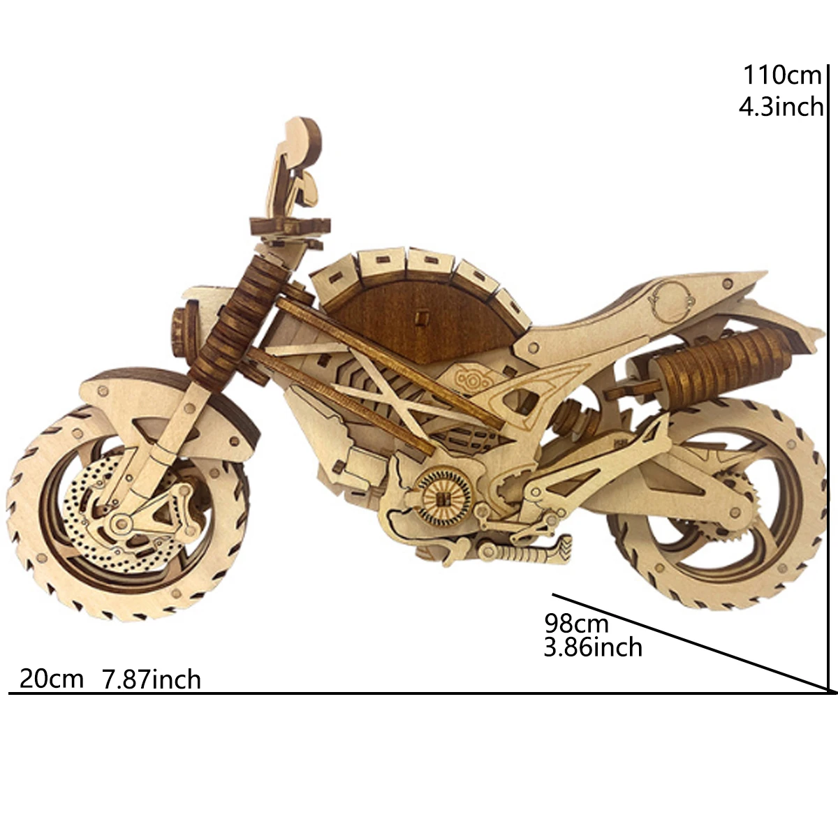 Motorcycle 3D Car Wooden Puzzle Scale Model,DIY Model Kit, Handcraft Gift,Home Decoration,Mechanical Model Kit, Building Toy