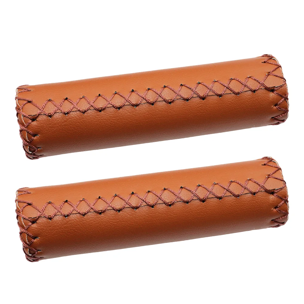 1Pair PU and Rubber Mountain Bike Handlebar Grips (Light Brown) bike handle grips bike grips