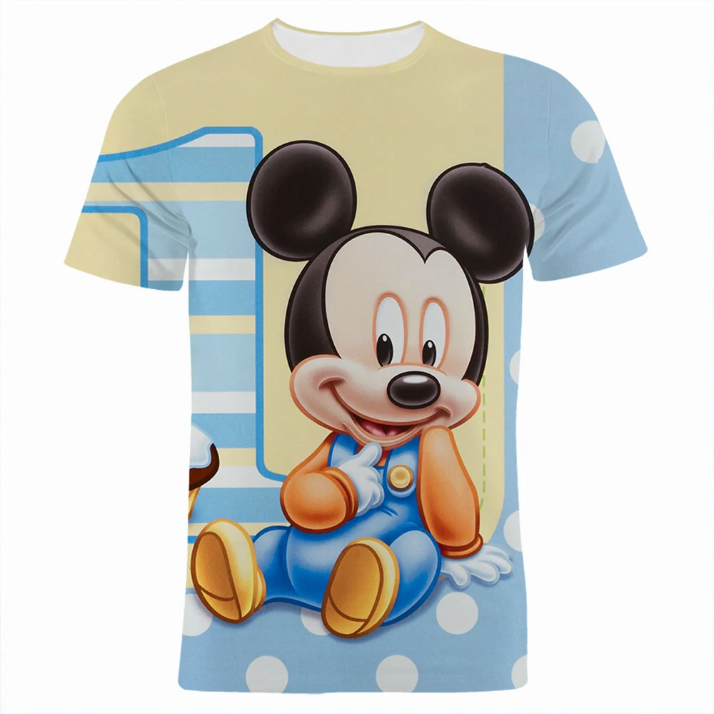 Mickey Mouse Boy Girl T-shirt Disney Mens T-shirt 3D Printing Quick Dry Short Sleeve Oversized Mens T-shirt MINISO Mens Clothing