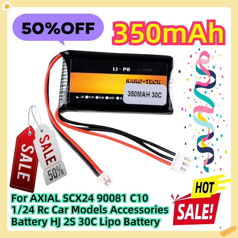 

Для AXIAL SCX24 90081 C10 1/24 модели радиоуправляемых автомобилей аксессуары 7,4 В аккумулятор HJ 2S 7,4 В 350 мАч 30C Lipo аккумулятор