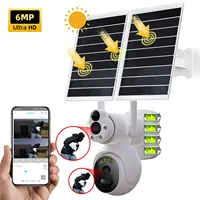 2K 6MP Dual Lens  360 Wireless Security PTZ WIFI IP CCTV solar camera 4g sim card network camera security camera system