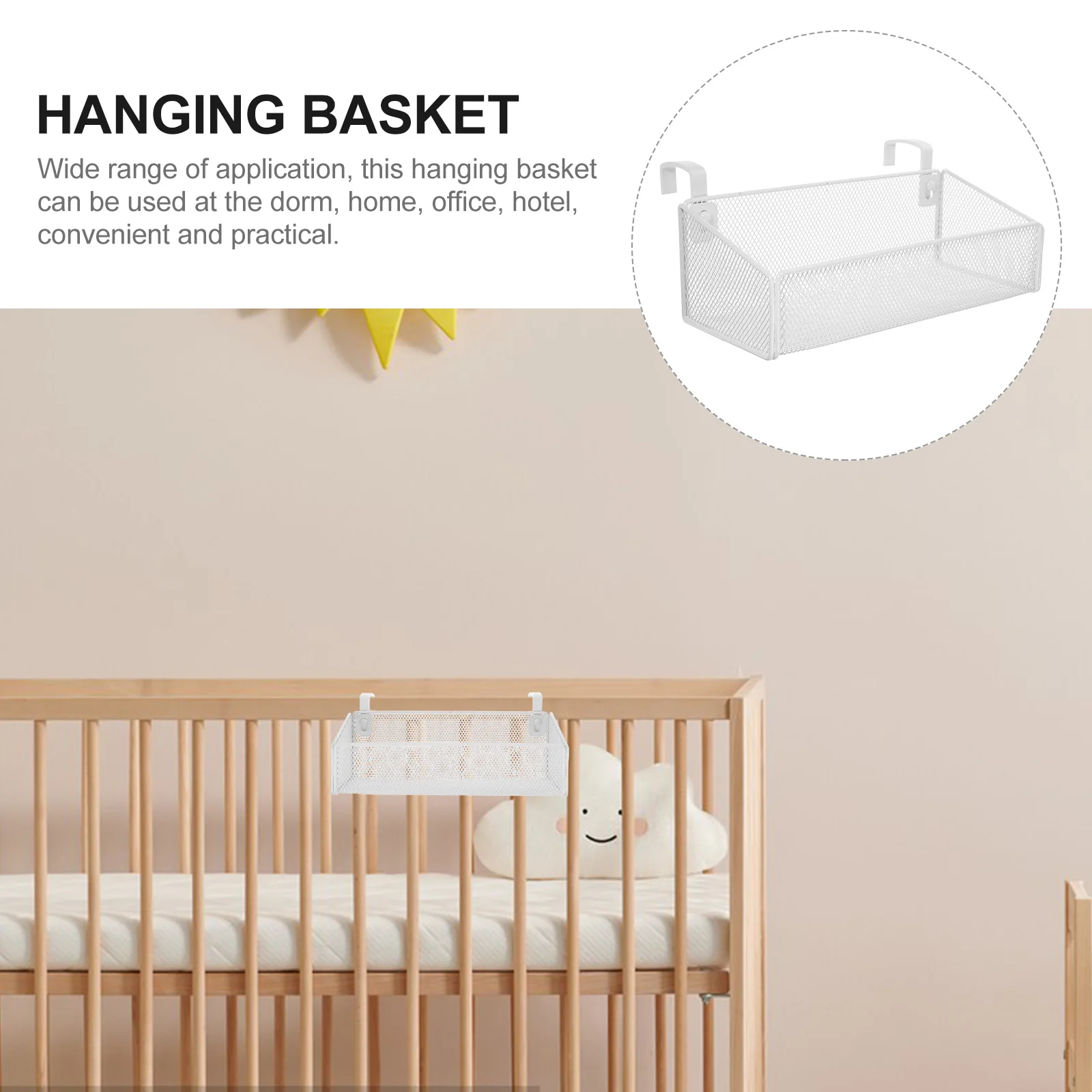 

Bedside Hanging Basket Metal Storage Organizer For Dorm Home Office Iron Material Wide Application Holder