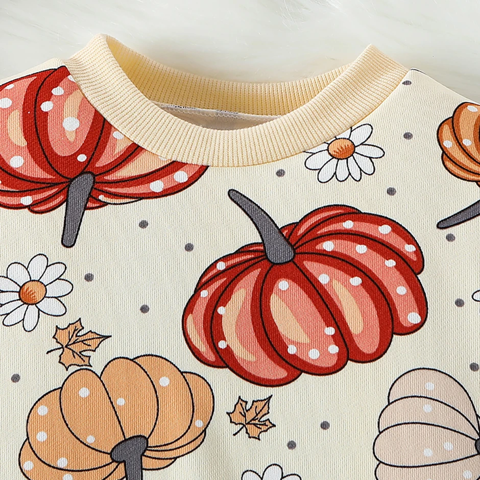 2-teiliges Herbst- und Winter-Kinder-Halloween-Set mit niedlichem Print-Sweatshirt und Hose für Jungen und Mädchen, Thanksgiving-Mode-Set – Detail 14