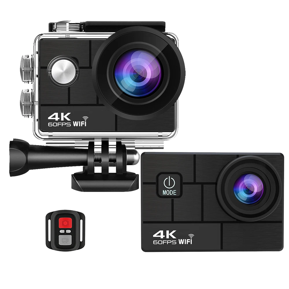 Action Camera HD 4K 60/30fps 1080P 60fps WiFi 2.4G Hz 170D Underwater Waterproof Helmet Video Recording Sport Cam