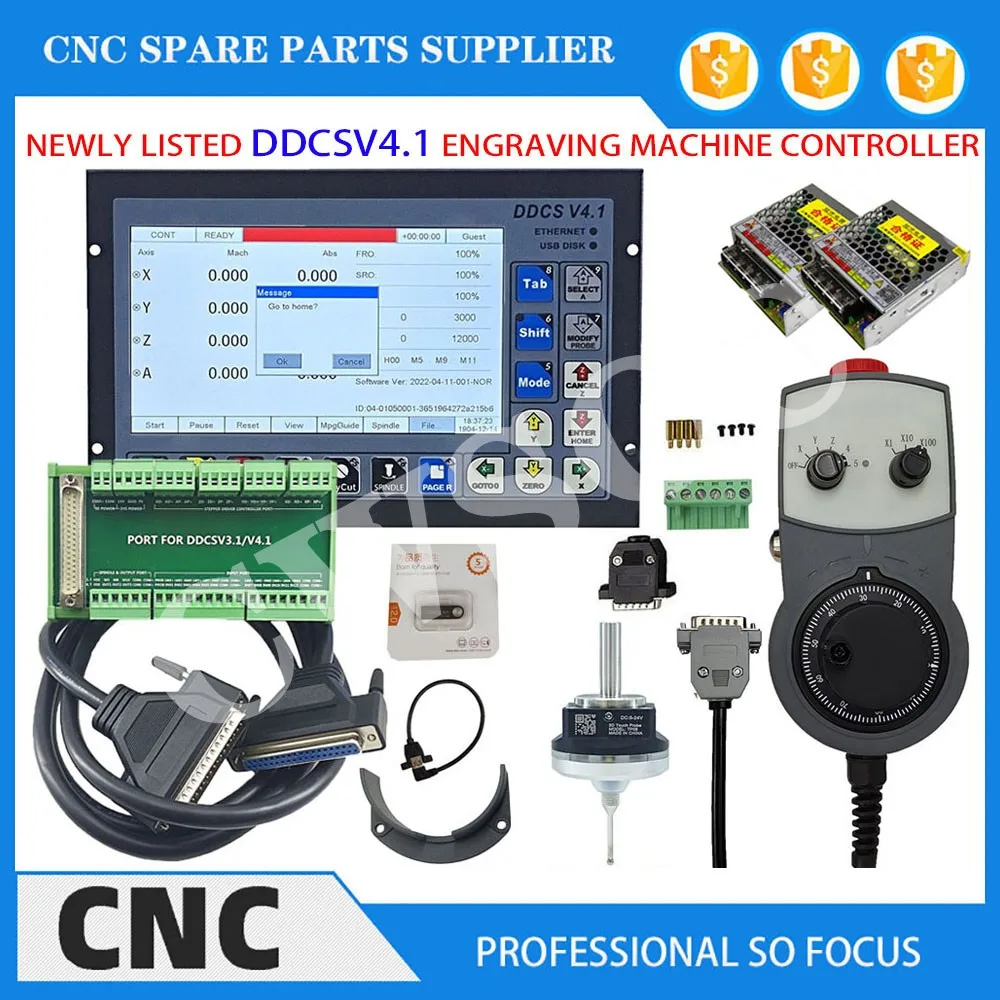 New DDCSV4.1 CNC controller kit 3-axis 4-axis offline motion system 3D edge finder angle knife switching power supply 75W24V