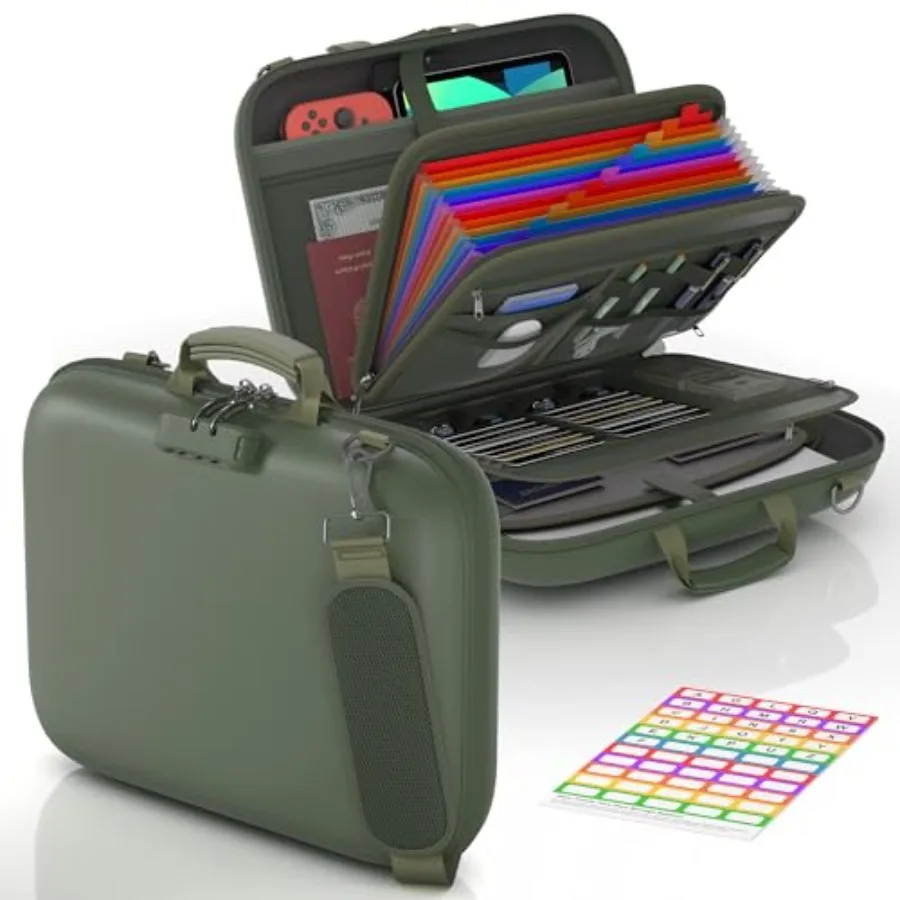 

Огнестойкий бокс для документов с замком и плечевым ремнем, жесткий огнестойкий органайзер для файлов с 13 карманами, папка-аккордеон для документов.