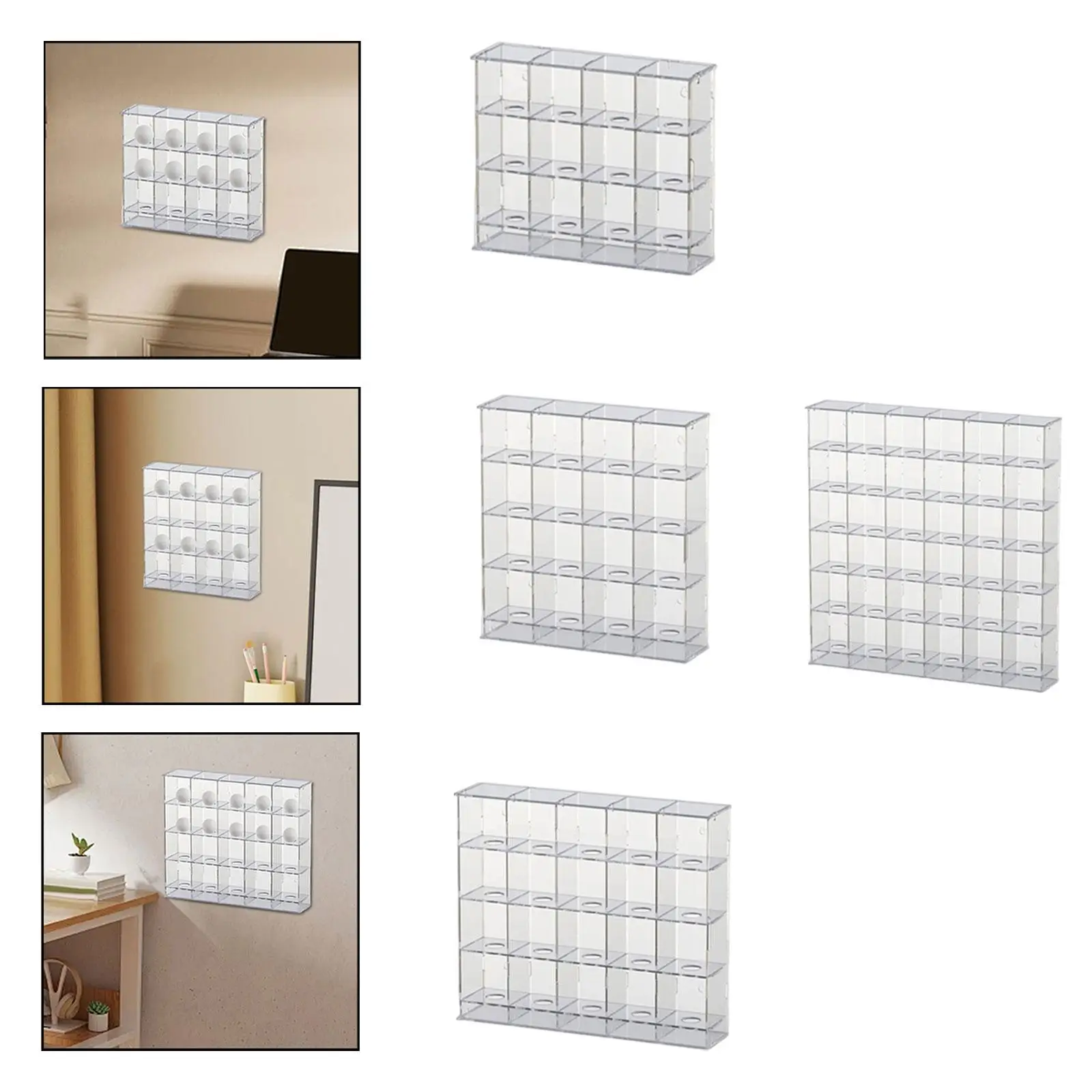 Transparent Acrylic Golfball Showcase Wall Mount Display Rack Anti Slip Grooves Storage Case for Golf Souvenir Collection