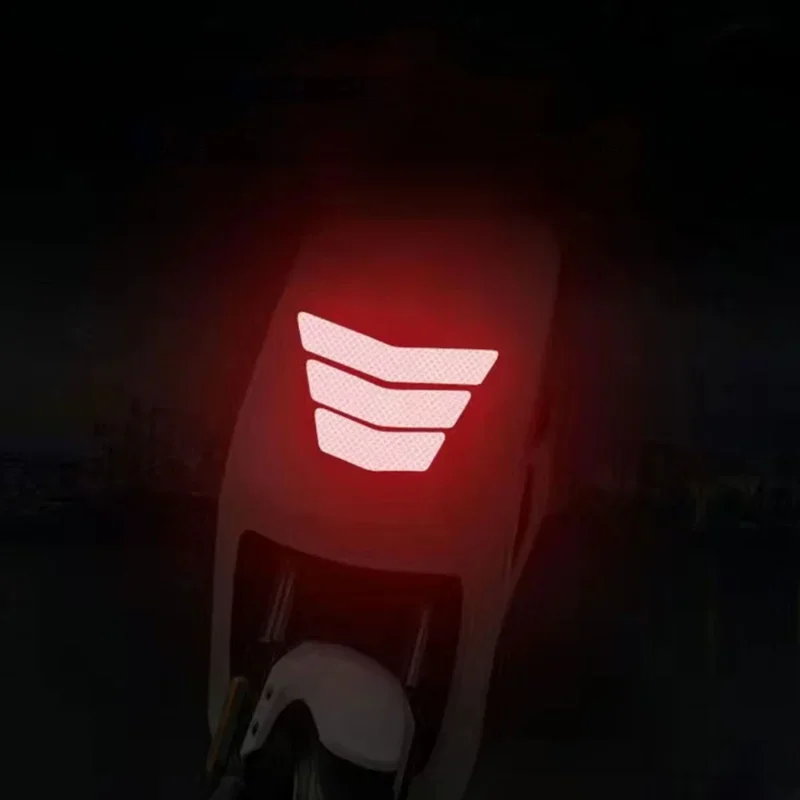 3pcs Reflective Warning Motorcycle Sticker Trapezoidal Arrow Tail Racing Fender Bumper Tape Sticker Decor Motorcycle Accessories