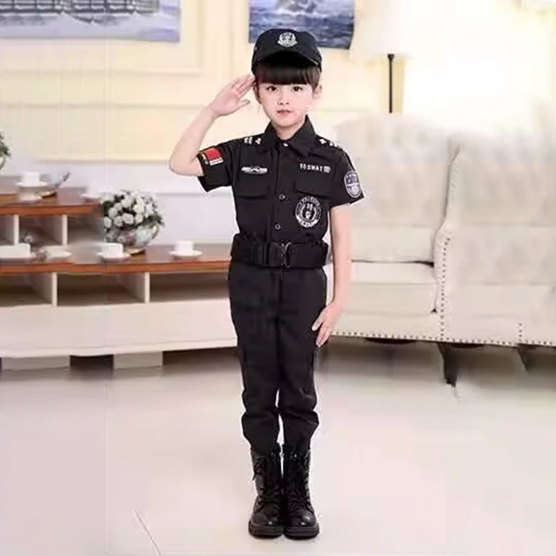 

Детский костюм на Хэллоуин: полицейская форма для мальчиков, наряд офицера, костюм для девочек для сценических выступлений, хлопковый традиционный китайский оперный костюм