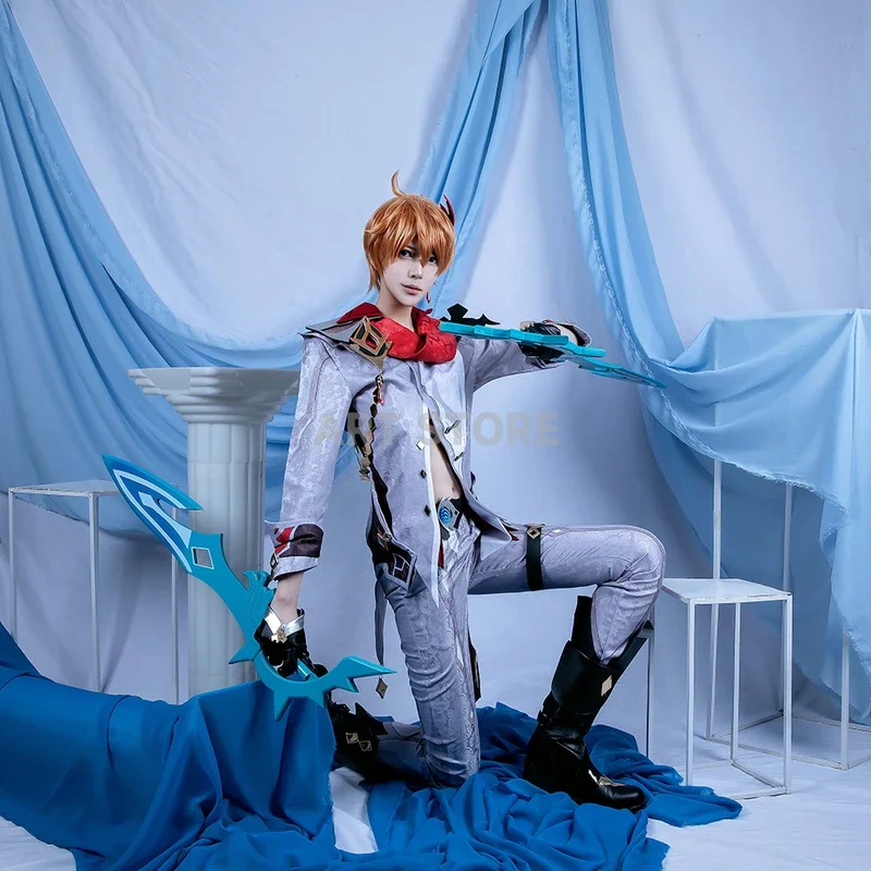 Game Genshinimpact Cosplay Harbingers Regrator Childe Tartaglia Fatui Cosplay Cloak Cape Halloween Christmas Costume