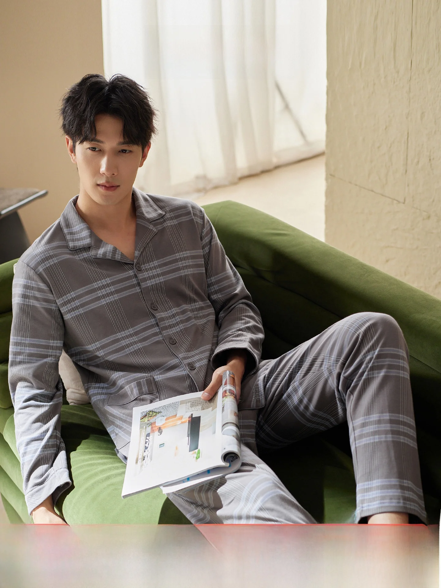 ensemble-de-vetements-de-maison-longs-en-pur-coton-imprime-a-carreaux-pour-hommes-respirant-confortable-cerf-d'automne-decontracte