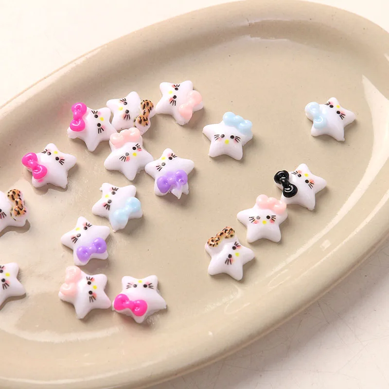 20szt Cute Star Series Bow Resin Nail Charms Beauty Resin Flatback Cabochon Nail Art Decoration DIY Żywiczne akcesoria do paznokci