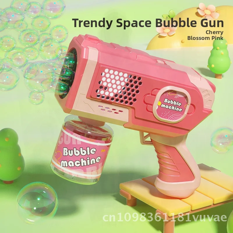 Handheld Automatische Bubble Gun 2024 Netto Rode Ruimte Explosie Ontwerp 8-gaats Bubble Machine voor Kinderen Interactief Speelgoed met Bubble
