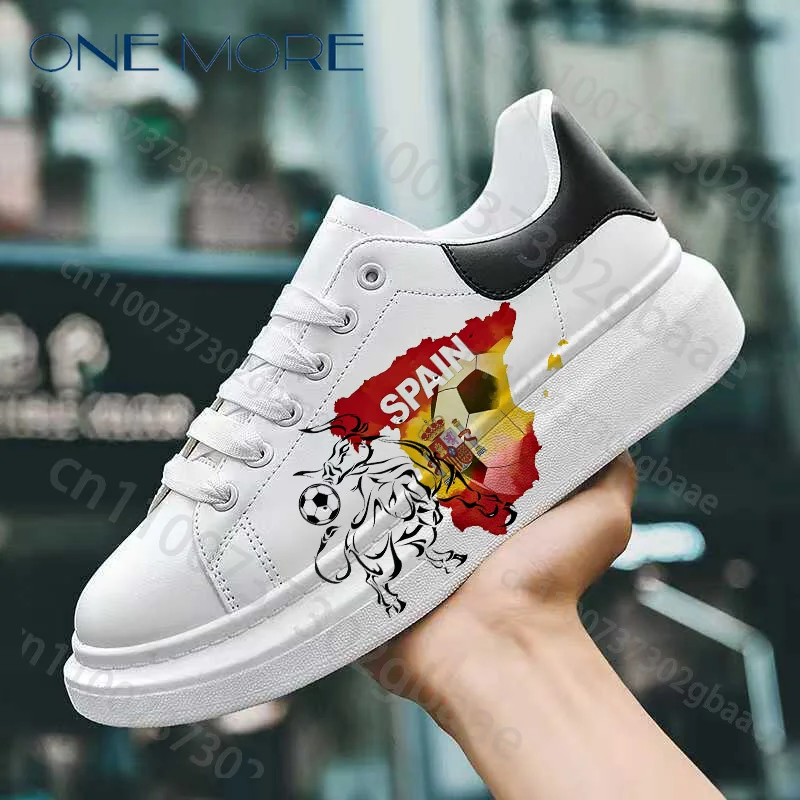 2026 Football Match Spain Print Adult Shoes Yellow Red Graffiti Popular Man Woman Flat Shoes Free Shipping view 4