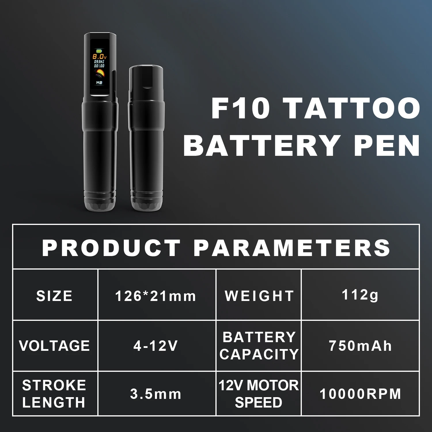 YILONG F10 Wireless Tattoo Machine Rotary Tattoo Pen Original German Motor Power Battery 1200mAh Fast Charge Stroke 3.5mm