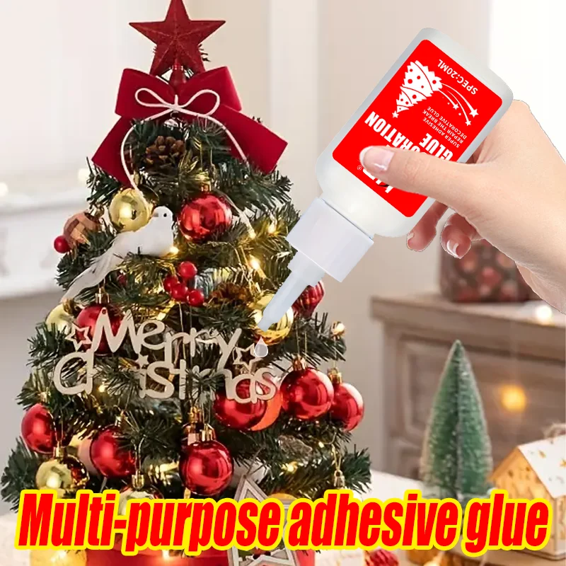 غراء خاص لتزيين العطلات - لاصق سريع، متعدد الأغراض، مثالي لزينة عيد الميلاد، سهل الاستخدام، مقاوم للطقس، 20 مل