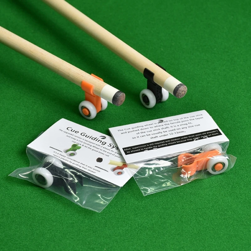 Cue Practice Wheel Guide for Billiards, Portable Plastic Aid with Open Clip-On Form and Two-Wheel Support Structure Tool 24BD