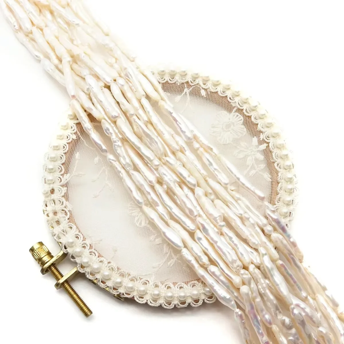 

Натуральные пресноводные жемчужины в форме длинной полоски, натуральный жемчуг, рассыпчатые бусины-разделители для женских украшений, аксессуары для ожерелий