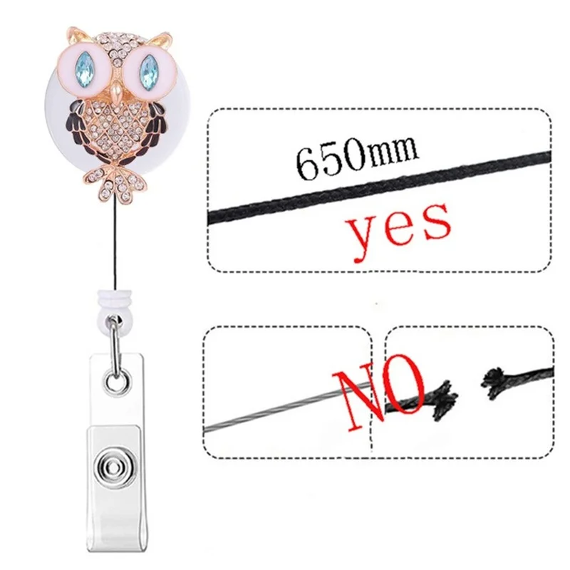 Imagem -02 - Decorações de Diamante Badge Reel para as Mulheres Feminino id Nome Badge Holder Peito Clipe Clipe Grampo Cartão de Trabalho Retrátil