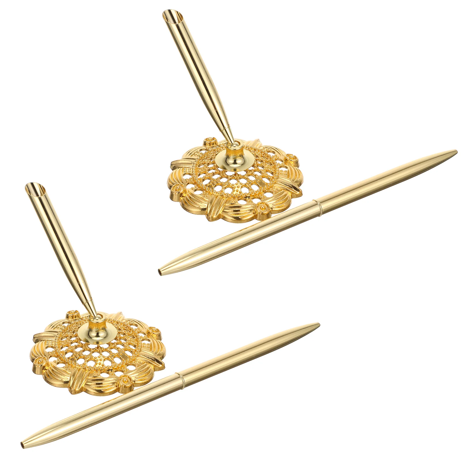 2Pcs Delicate Business Pen Desktop Ballpoint Pen Office Accessory Wear-Resistant Metal Smooth Writing Pens Pens for Bank