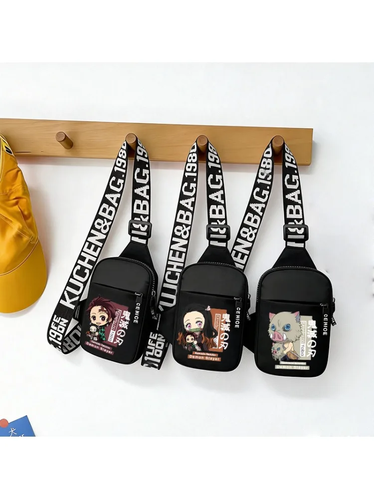 Sac de poitrine sport Demon Slayer pour homme, petit sac à bandoulière pour téléphone portable, figurine d'anime, sac de taille pour garçon, sac multifonction, sac de transport, cadeau
