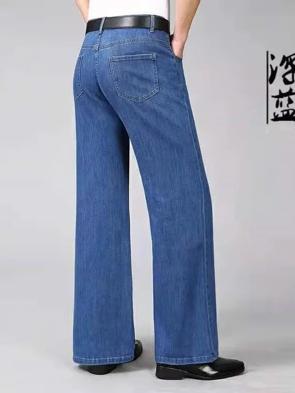 

Широкие мужские джинсы-клеш свободного кроя, длинные брюки для осени и зимы, повседневный стиль, средняя талия