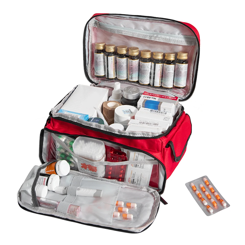 

High-Capacity Portable First Aid Kit, Travel Medicine And Medication Storage Bag Oxford Cloth Organizer Box Emergency Survival