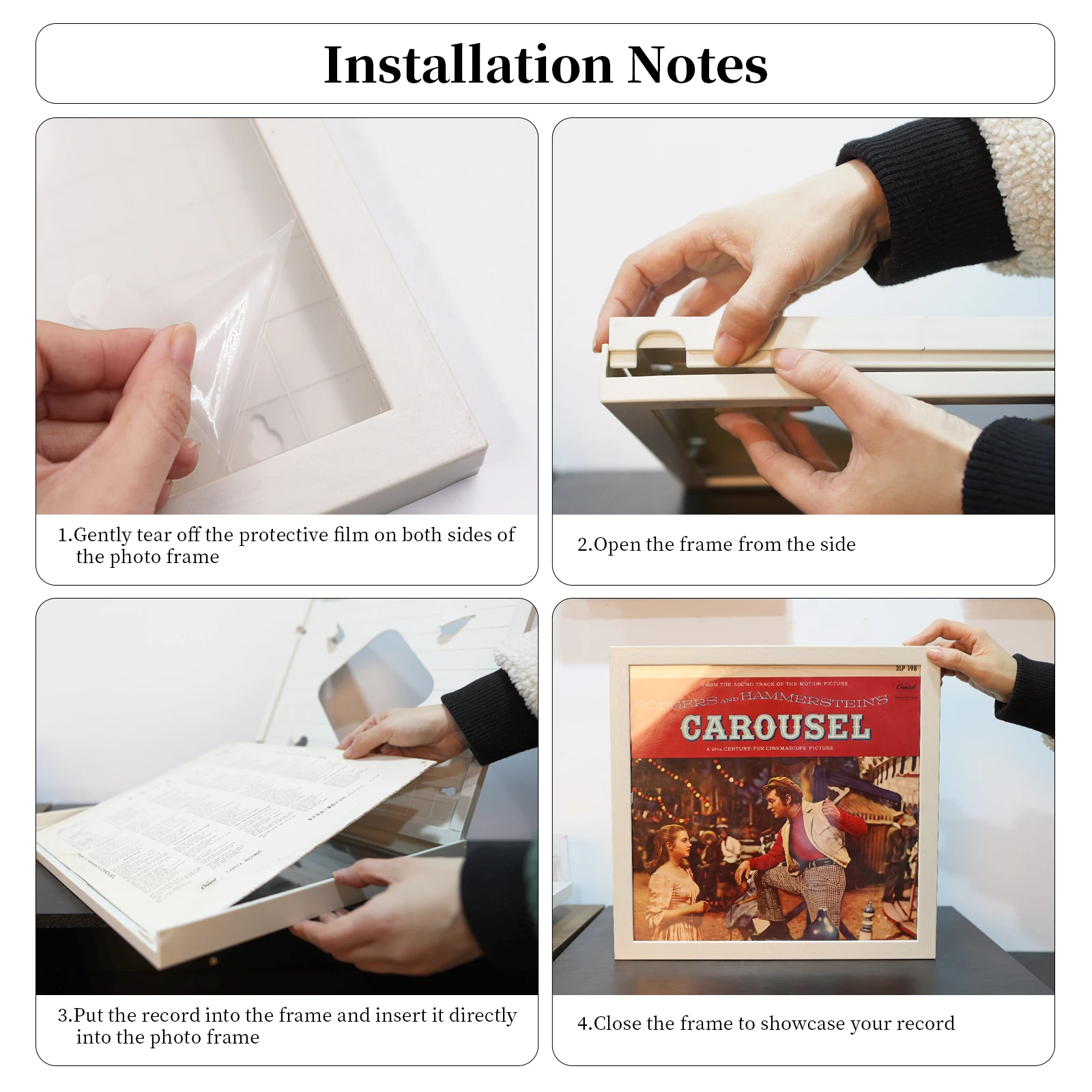 New 3 Color Vinyl Record Album Frame Display Plastic+Acrylic Wall Mount Shelf LP 12in Record Insert Poster Frame Record Storage