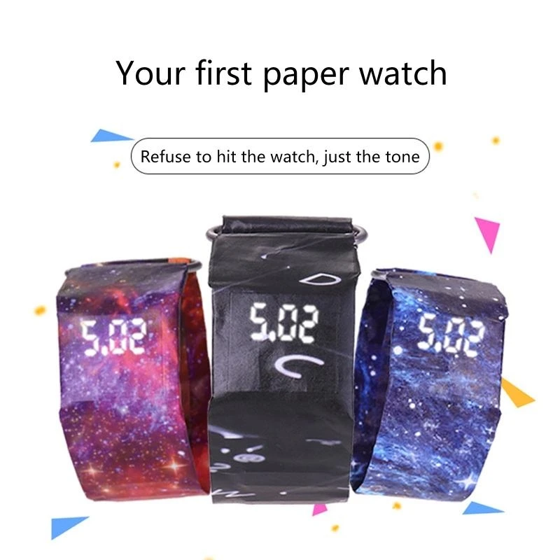 창조적 인 패션 손목 대역 종이 시계 LED 시계 디지털 시계 눈물 저항 최고의 판매