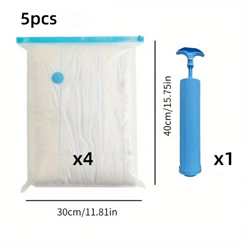5 sets of vacuum storage bags (with manual pump) - made of high-quality materials, durable and space saving, easy to use